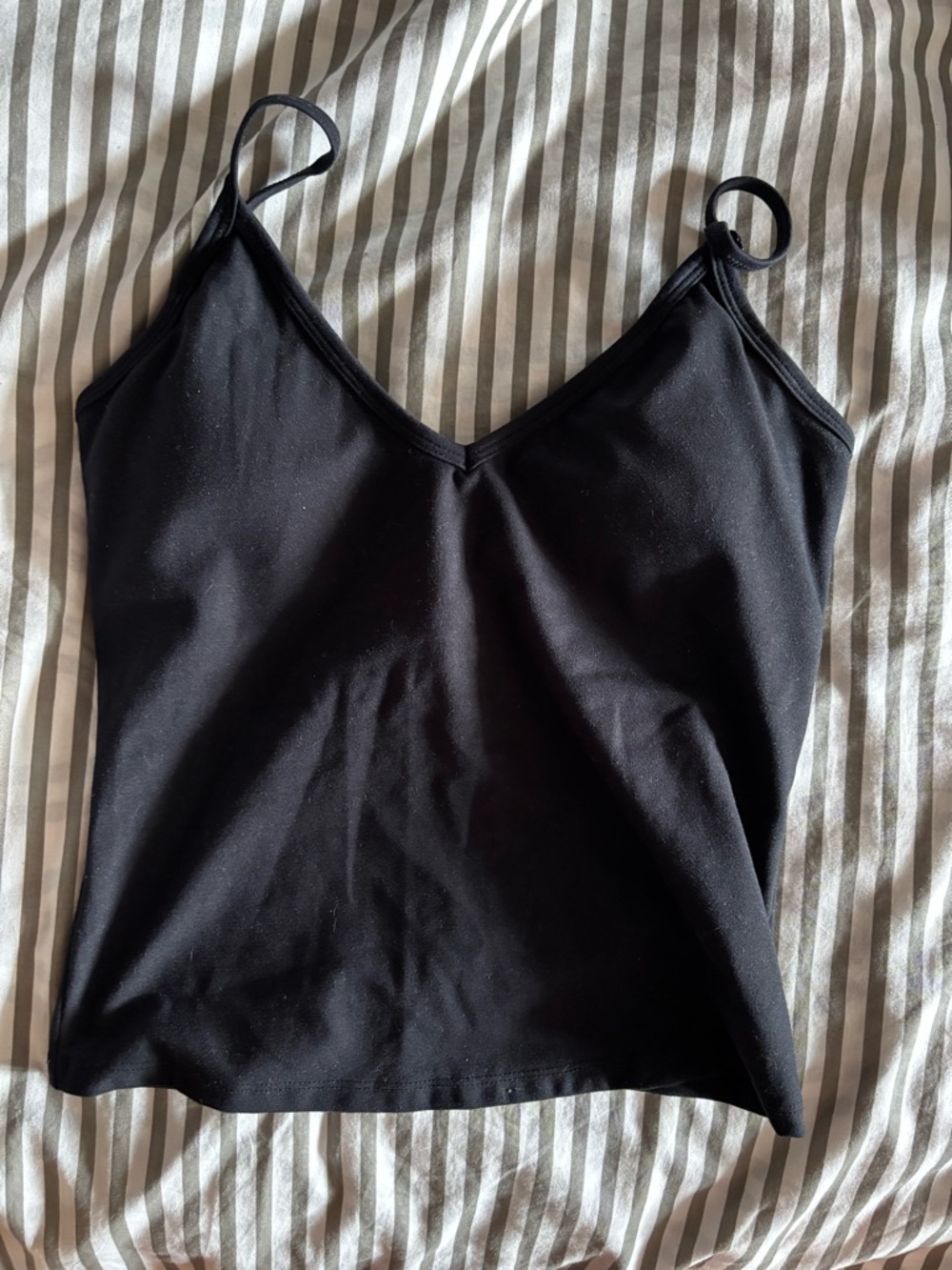Black V-Neck Spaghetti Strap Tank Top - Women with pads